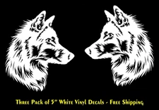 Wolf Stare Two 5" White Vinyl Decals Car Truck Window Laptop Tablet Tumbler