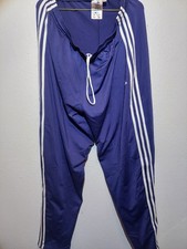 Vintage Y2k Adidas Track Pants 2XL Navy Blue Baggy Hidden Pocket Drawstring EUC
