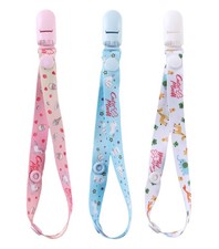 CutiePlusU Big Size Pacifier Clips 3 Pack Pink Blue White Animal Paradise