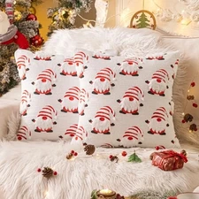  Christmas Snowflake Santa Throw Pillow 18" x 18" (Pack of 2) White Santa