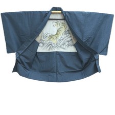 10654C4 Silk Vintage Japanese Kimono Men's Haori Tiger