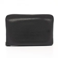 HERMES Azap TGM Around long wallet Togo leather Black Used mens SHW T