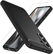 Galaxy S25 FE Case with Screen Protector Shock-Absorption Flexible TPU Rubber Co