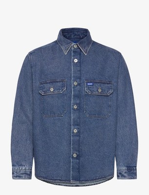 HUGO BOSS Ebolt Blue Tag  NEW MEN'S Logo Pockets DENIM Shirt Jacket SIZE M (F5)