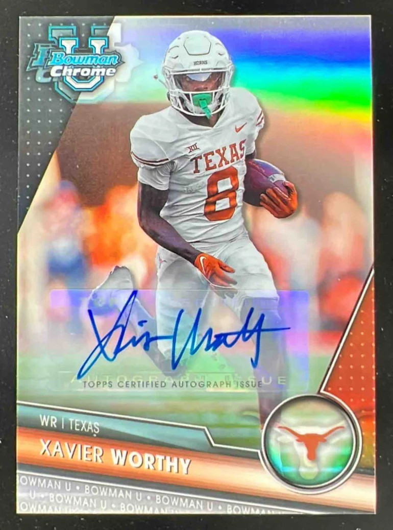 2023 Bowman University Chrome Autographs Refractor #155 Xavier Worthy Auto /499