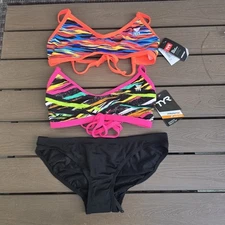TYR Women's Mix & Match Orange/pink/multicolor Bikini Set Size L (10/12) New
