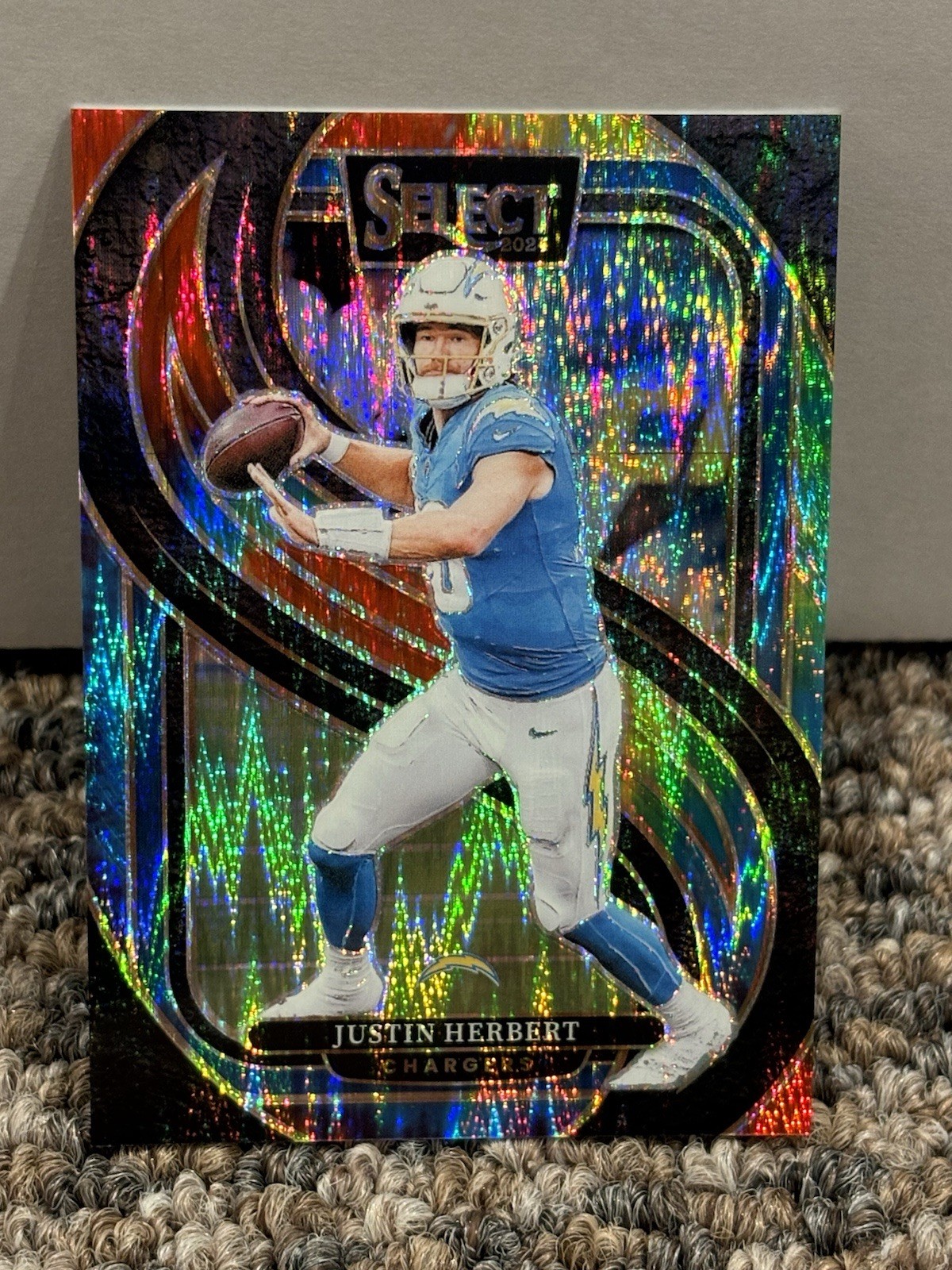 2024 Panini Select Premier Level Justin Herbert Tie-Dye Shock Prizm /25 SSP #131