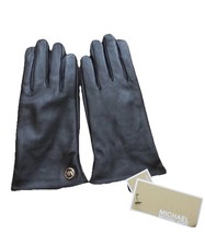 Michael Kors NWT Women s Touch Tip Brown Leather Logo Gloves Sz Large MSRP 98