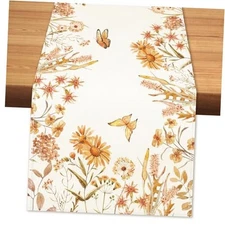 Table Runner Butterfly Burlap Table 13" x 72", Table Runner Fall Floral Daisy