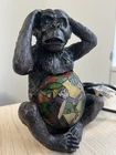 Vintage Tiffany Style Monkey Glass Belly Table Light - Antique Stained Glass