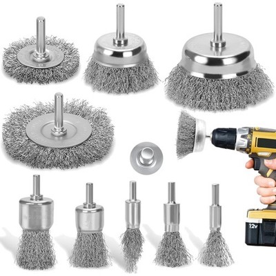 Drahtbürsten Set Bohrmaschine, Messing, Rost Entfernen, Polieren, 9-teilig