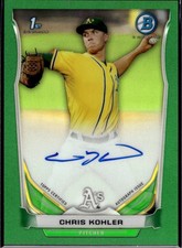 2014 Bowman Chrome Chris Kohler RC AUTO Green Refractor BCA-CK Rookie Card. rookie card picture