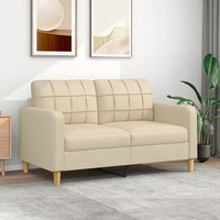 Sofa 2-Sitzer Creme 140 Cm Stoff Couch