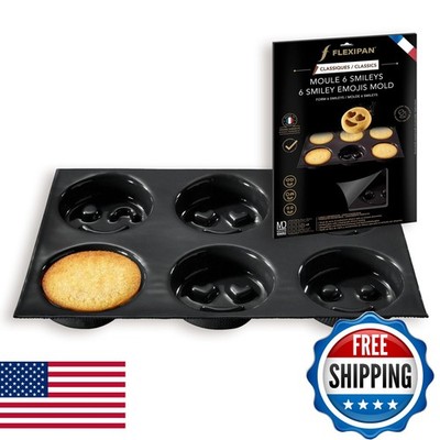 Flexipan by Silpat EI-FP-03197-BA Non-Stick Baking Mold 6 Smiley Emojis Mold