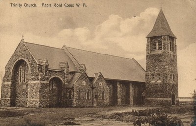 PC AFRIKA GHANA GOLDKÜSTE W. A. ACCRA DREIFALTIGKEITSKIRCHE VINTAGE POSTKARTE (b64095)