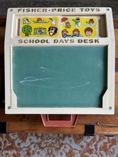 Vintage Fisher Price Play Desk 1972 School Days Desk w Box Near Complete