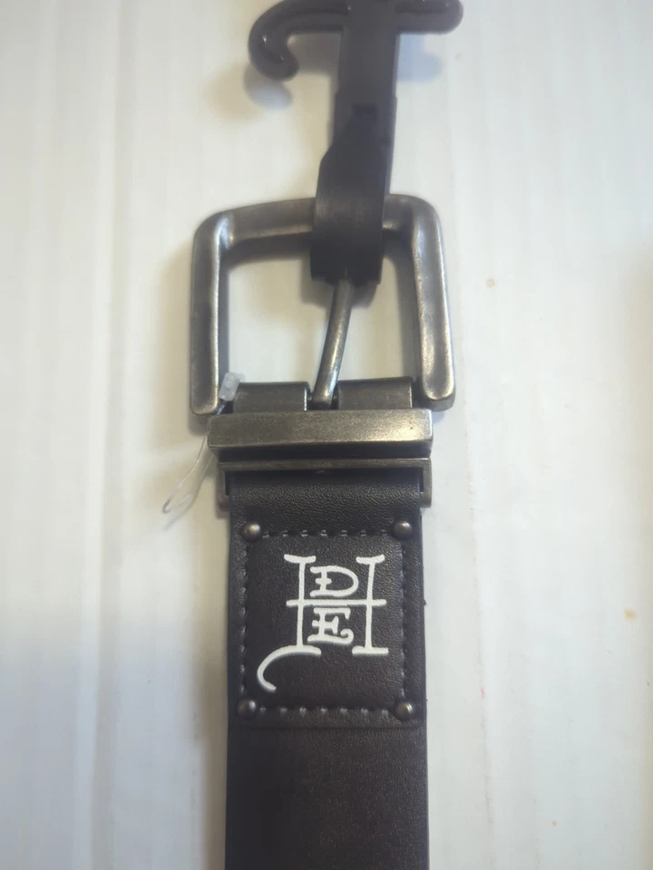 Nuevo Cinturón de Cuero Adhesionado Reversible Ed Hardy Para Hombre Talla 38 Calavera Koi Pez Tatuaje Foto 3 de 4