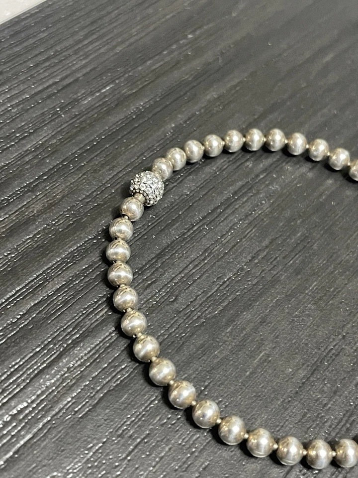 Autêntico PANDORA 925 Contas de Prata e Pavê Bola Corrente Charme Pulseira-Fecho de Barril - Imagem 4 de 4