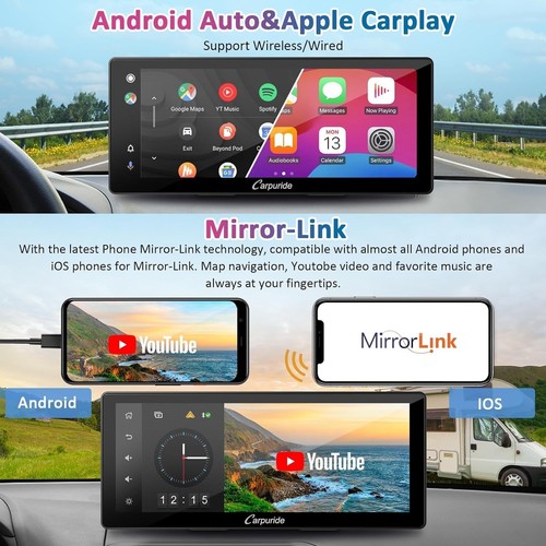 Carpuride W103 Pro with Rear Camera Wireless Bluetooth Transmission for Carplay - Picture 2 of 8