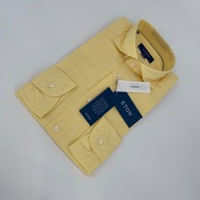 Eton Dress Shirt Mens S 15 - 38 Yellow Lightweight Twill Slim Fit Button Up