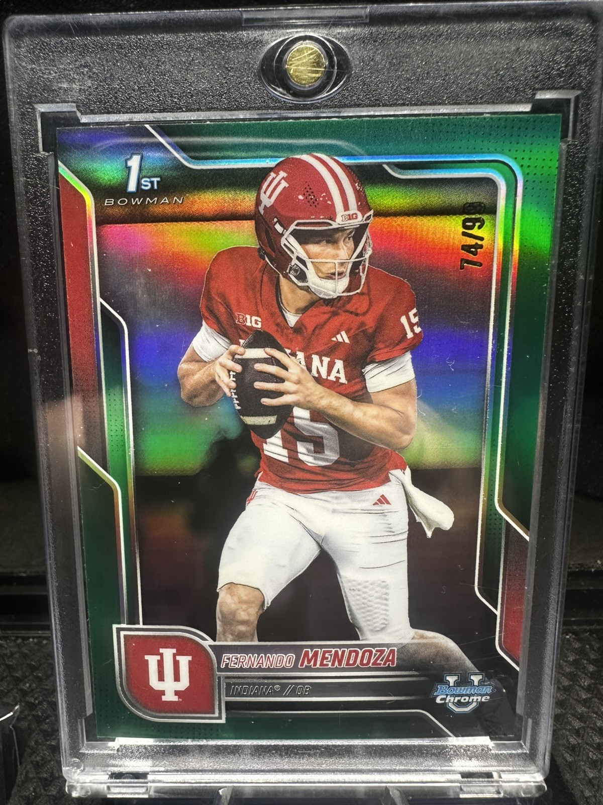 2025 Bowman Chrome U - Fernando Mendoza /99 1st TRUE GREEN Refractor - Indiana