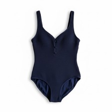 Cole of California Navy Textured One Piece Swimsuit Vintage Button Detail 14