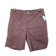 New DEMOCRACY Women's Purple Ab Technology Flat Front Cargo Shorts Size 2