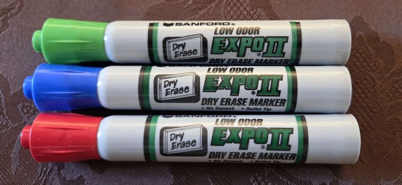 Sandford Low Odor Expo II Dry Erase Marker Red Blue Green Bullet No Sqeak USA