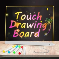 LED Note Board Drawing Board for Kids, Light Up Dry Erase Board with Touch Co...