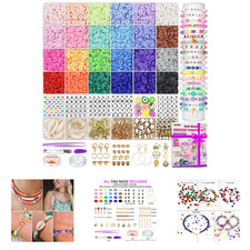 24 Colors Beads Bracelet Making Kit with Charms Polymer Clay Beads Jewelry