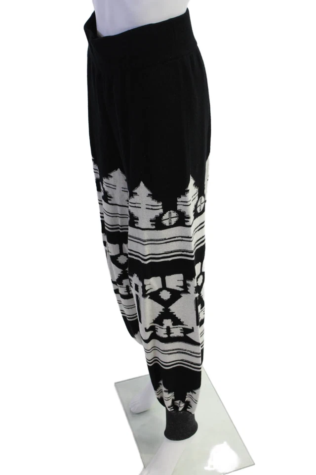 Johanna Ortiz Mujer Cintura Elástica Estampado Tejido Jogger Pantalones Negro Blanco XS Foto 2 de 4