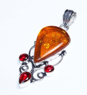 Top Amber Red Garnet Gemstone Handmade Pendant Jewelry Pendant Size 3 Inches