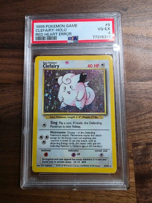 1999 Clefairy - Holo - Red Heart Error - PSA | eBay