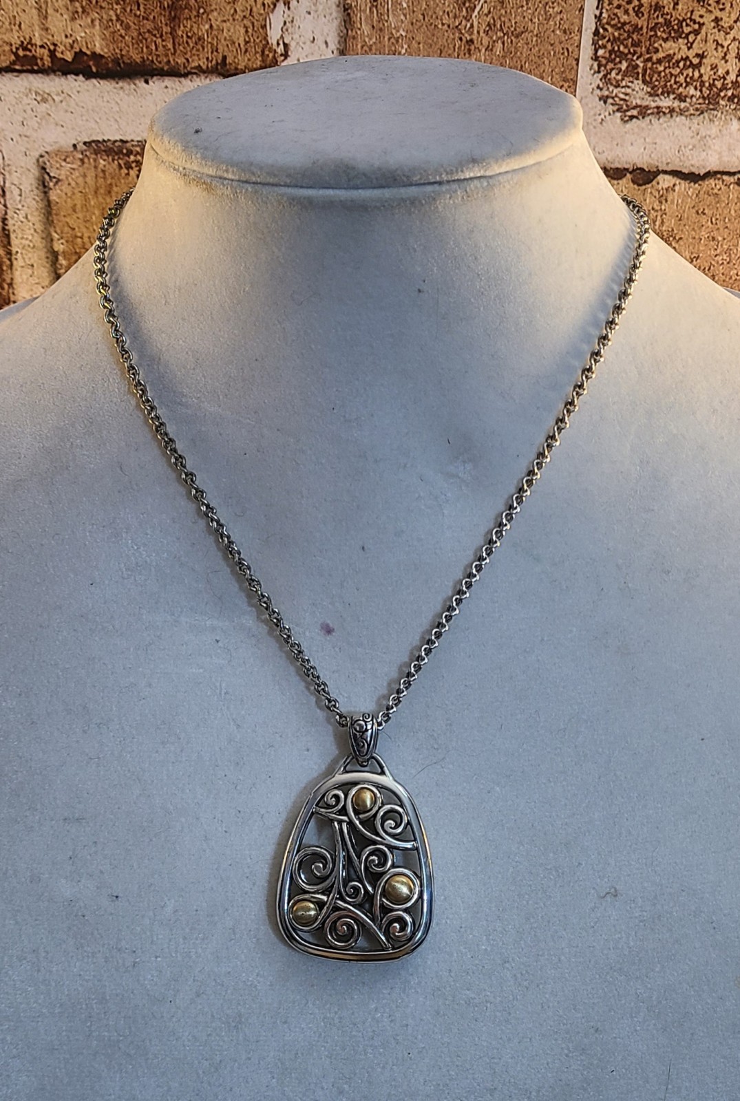 Brighton Silver Gold Reversible Scroll Filigree P… - image 1