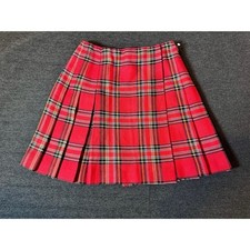 SEARS Vintage Red Plaid Pleated Skirt 100 Polyester Skirt Size 9 NWT 