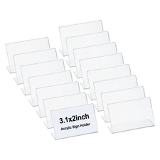 Acrylic Sign Holder, 3.1x2inch 15Pack l Shape Plastic Paper Display Stand