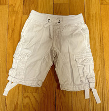 Southpole Boys White Cotton Cargo Shorts Drawstring Pockets Button Flat Front