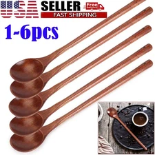 Wooden Cooking Spoons 13" for Mixing, Baking, Serving Kitchen Utensils 1/2/4/6X