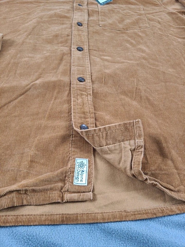 Alpine Design Men's Corduroy Longsleeve Shirt Brown Khaki Size XL NWT - Image 3 of 4