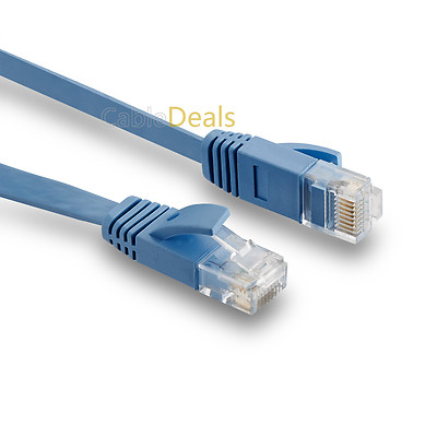 0,5 m FLACHES KAT 6 ETHERNET LAN PATCHKABEL NIEDRIGPROFIL GIGABIT RJ45 BLAU 
