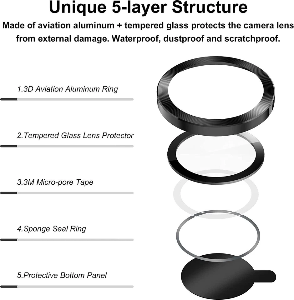 For Apple iPhone 14 13 12 Pro Max Camera Lens Screen Protector Tempered Glass - Image 4 of 4