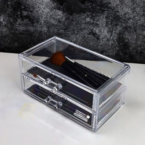 2 Drawer Transparent Acrylic Makeup Storage Box Desk & Clear S8V6 - Picture 2 of 10
