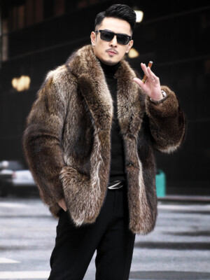 Fur Coat Men's Mink Coat Mid-length Fur Fox Fur Thickened Warm