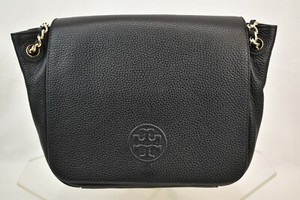 tory burch black leather purse with gold chain