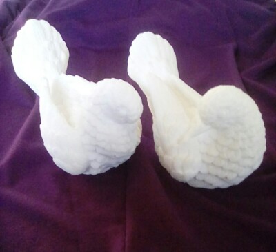 2 White Doves Sculptor A. Santini Classic Figure Made Italy 8f