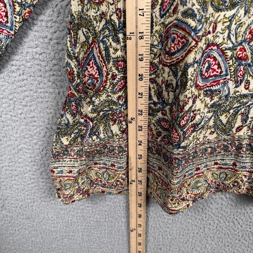 Chaps Top Womens 1X Beige Floral Paisley Puff Sleeve Cottagecore Prairie Peasant - Picture 8 of 10