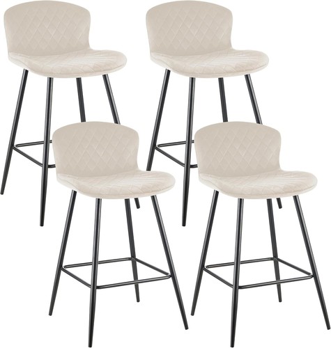 Bar Stools Set of 2/4 With Back Velvet Breakfast High Chairs Kitchen Restaurant - Picture 8 of 27