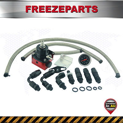 Universal Adjustable Fuel Pressure Regulator Line Kit 100PSI Oil Gauge ...