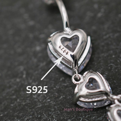 Dangle Hearts Belly Button Ring Sterling Silver Navel Curved Bar Piercing A4517 - Picture 7 of 13