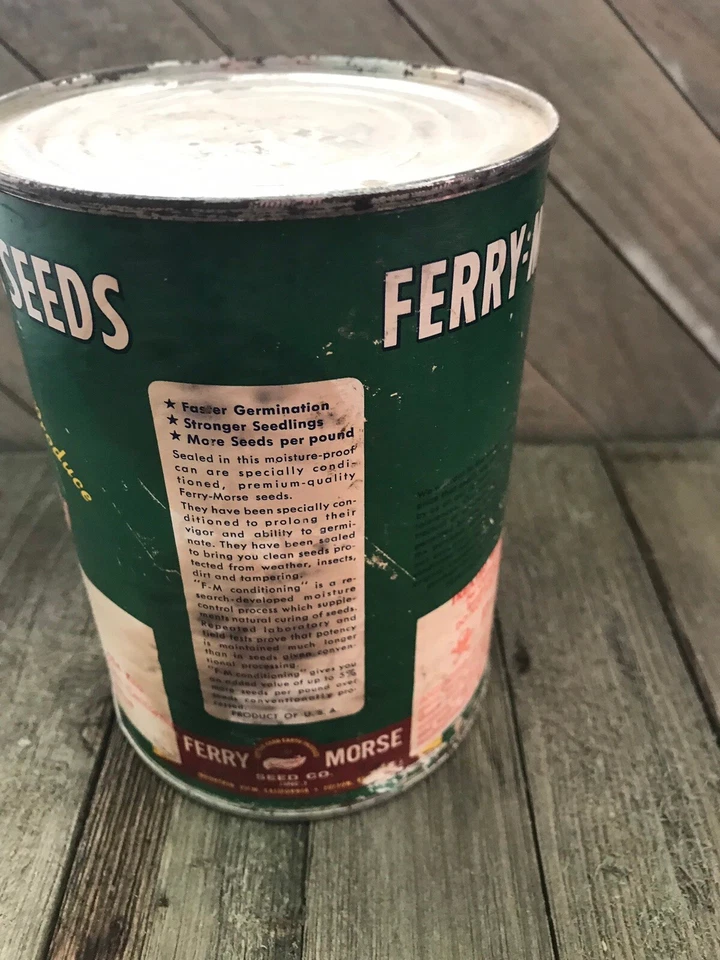Semillas de pepino Morse Ferry lata sellada de 1 lb de 1950  Foto 4 de 4